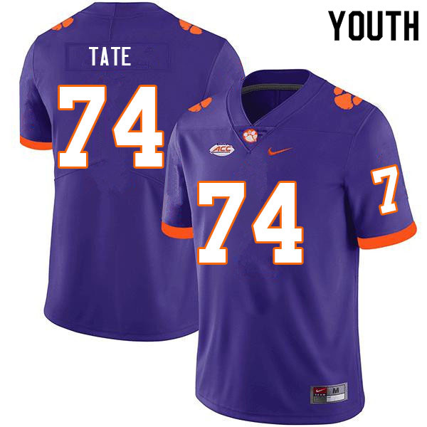Youth #74 Marcus Tate Clemson Tigers College Football Jerseys Sale-Purple - Click Image to Close